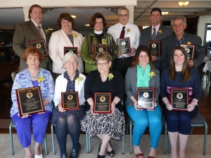 Pictured are the award winners from Community Missions' 23rd Annual Compassion in Action Awards Brunch, held at the LaSalle Yacht Club on Thursday. Front Row (L to R) - Ms. Mary Maj, CMI Board Member; Ms. Joan Lock, Lawley Agency; Ms. Catherine Richards, Niagara County Probation Dept.; Ms. Katharine Sirianni-Morock, Niagara Falls Memorial Medical Center; Ms. Meredith Miller, Niagara Falls Memorial Medical Center. Back Row (L to R) - Mr. Mark Keefe, NYS Office of Children and Family Services; Ms. Patricia Walker, St. Paul's Episcopal Church (Lewiston); The Very Rev. Dr. Judith Lee, Dean, Niagara Deanery of the Episcopal Diocese of WNY; Mr. Ken Michael, Dox Electronics, Inc.; Mr. Will Tompkins, Pine Pharmacy; Mr. Angelo Sarkees, Deposits for Food.